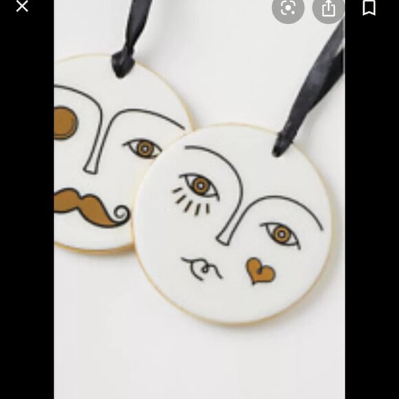 NEW JONATHAN ADLER H&M MR & MRS PORCELAIN 2 DECORATIONS ORNAMENTS HOLIDAY XMAS - Picture 4 of 4